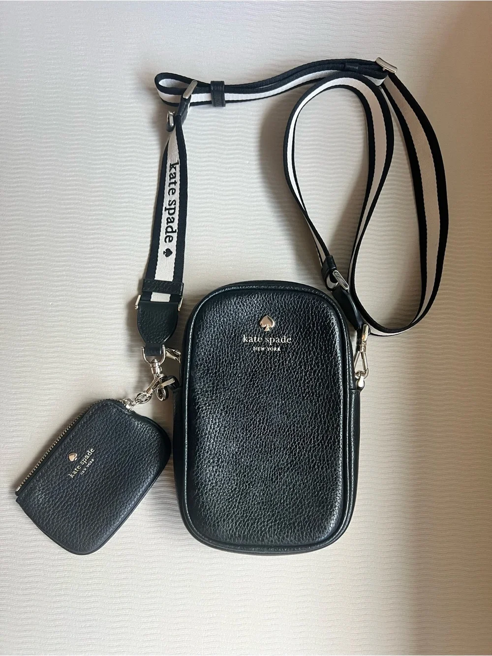 Kate Spade Rosie North/South Phone Crossbody, black pebbled leather NWOT